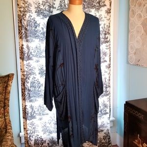 Blue Asian duster shrug. Lagenlook wearable art